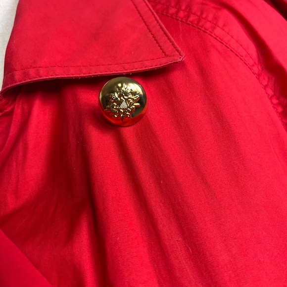 🍎|•LONDON FOG•| Candy Apple Red Vintage Trench Coat Size 8 - Picture 7 of 14